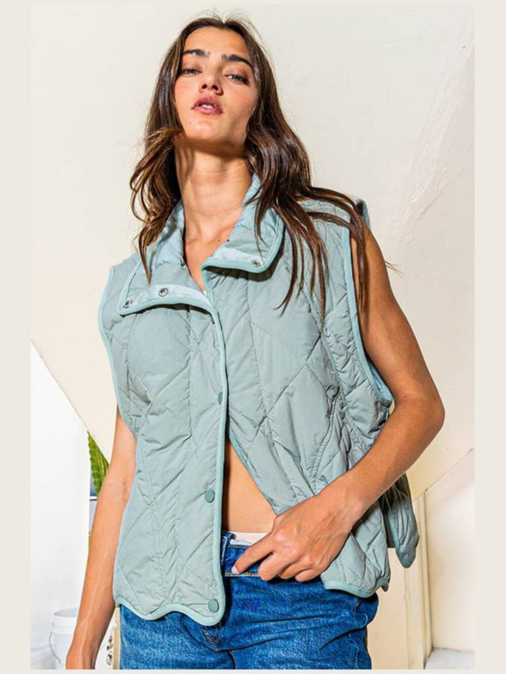 BUCKETLIST Lightweight Quilted Down-Filled Vest – NWT – Sage – Size Large